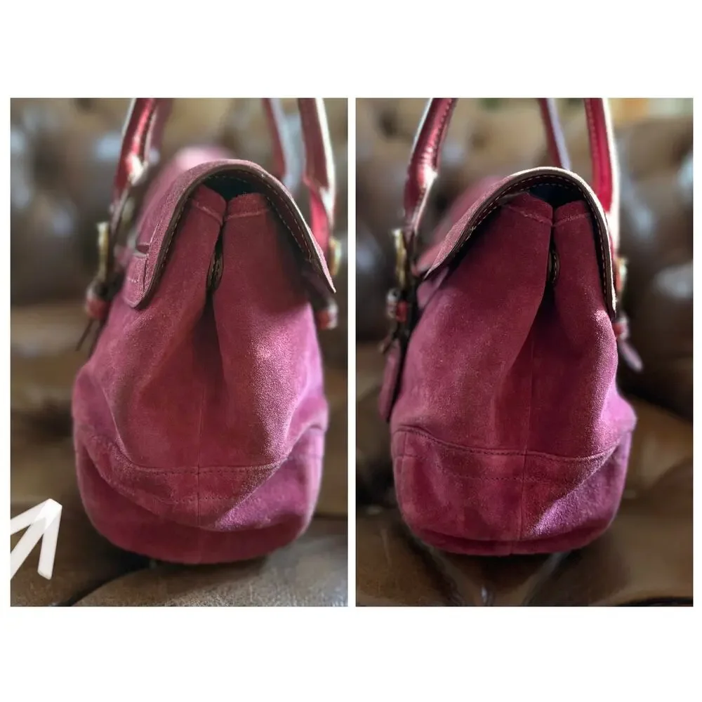 Vintage Coach Soho Suede Flap Satchel 9674 Raspberry Pink Y2K 2004